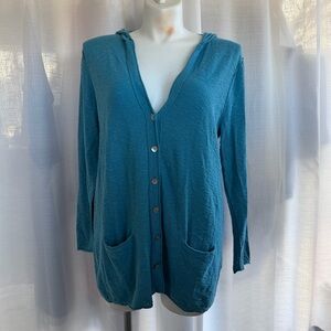 Pure Jill Linen Blend Cardigan Teal Blue Plus Size 2X Elevated Basic Coastal